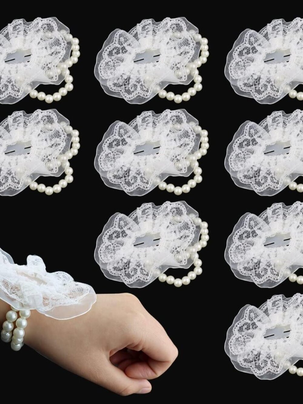Pack of 10 Elastic Pearl Wrist Corsage Bands Wristlets DIY Wrist Corsages Access